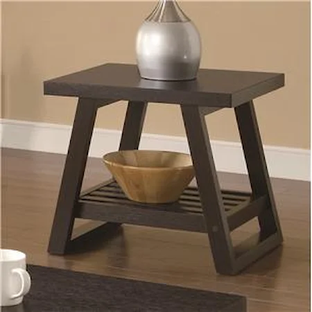 Casual End Table with Slatted Bottom Shelf